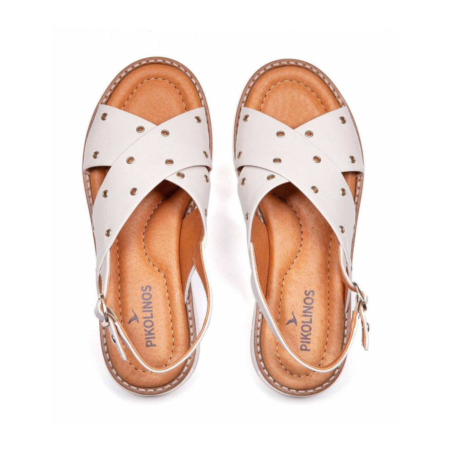 Sandalia con tiras cruzadas y tachas para mujer