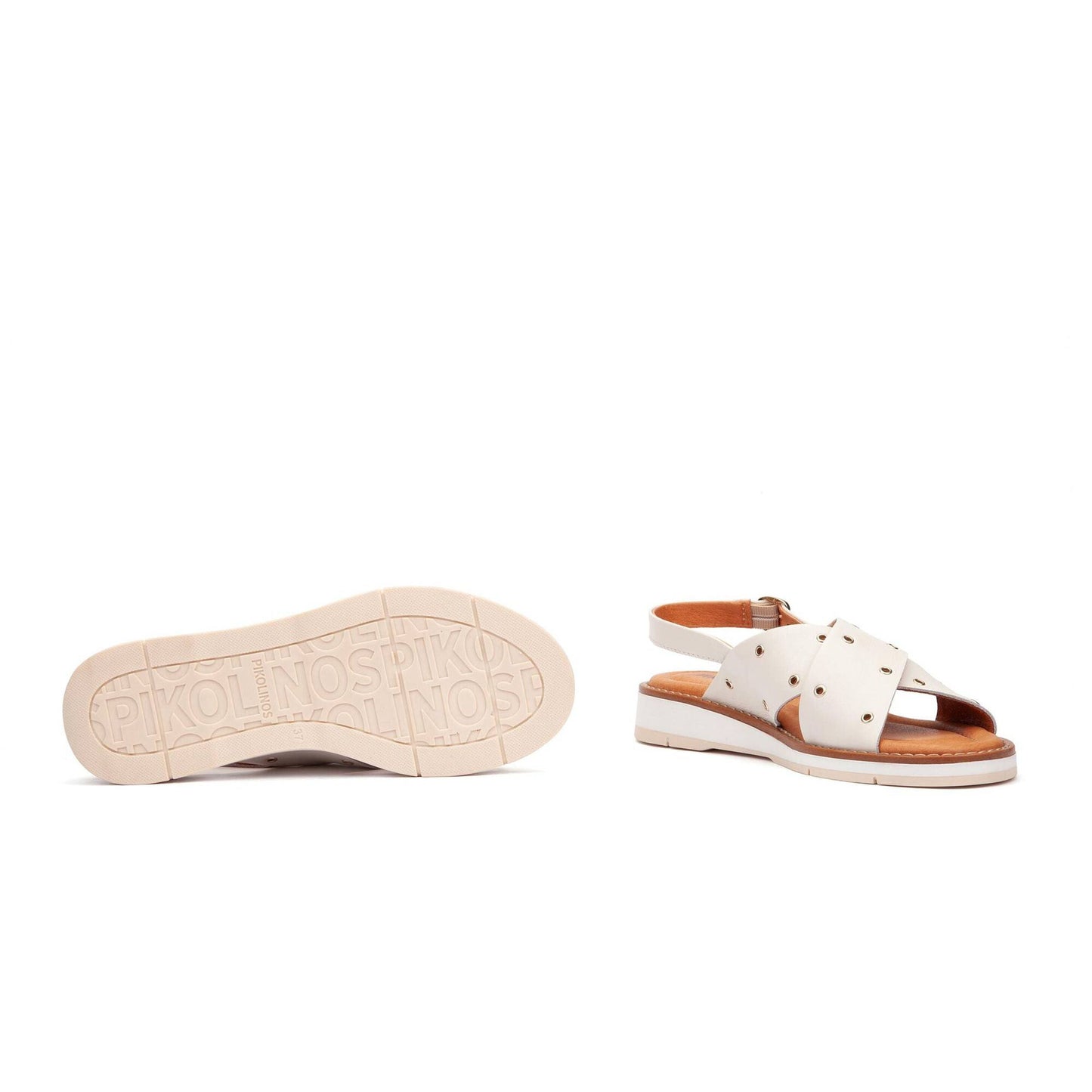 Sandalia con tiras cruzadas y tachas para mujer