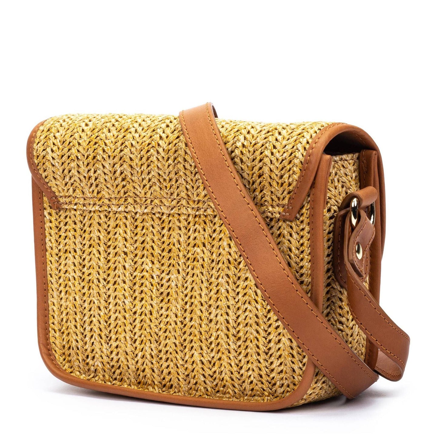 Bolso bandolera de rafia y piel para mujer